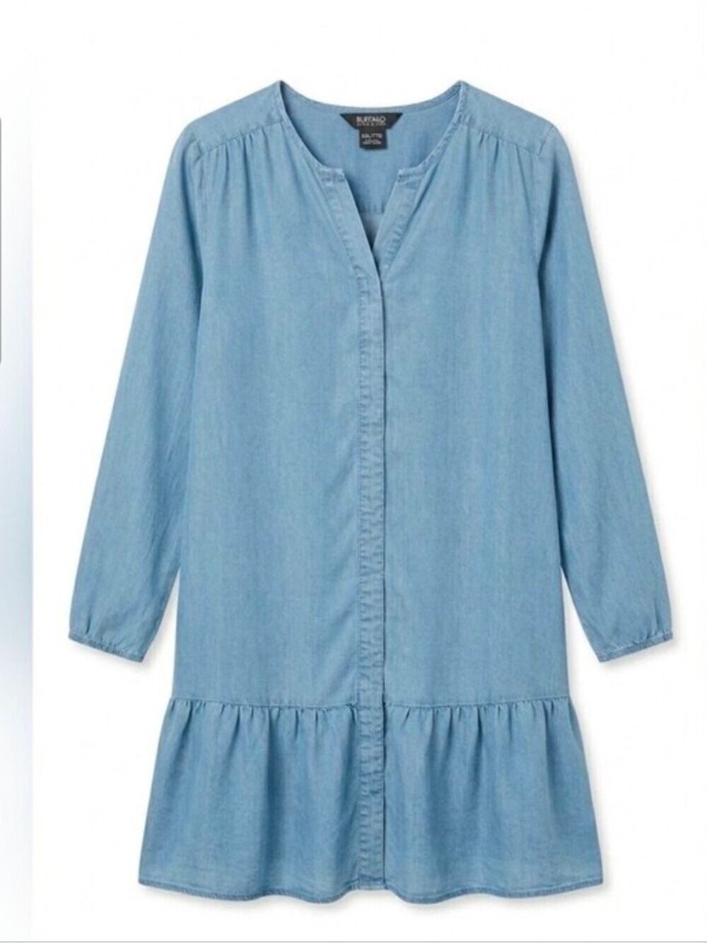 Buffalo David Bitton Light Chambray Blue Long Sleeve Denim Dress NWT Size Medium